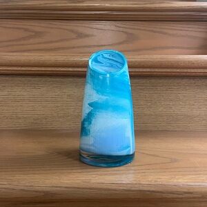 Handmade Blue and White Swirled Painted Decorative Vase